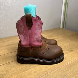 HYTEST Women's Sz 8 Medium Width Western Wellington Steel Toe Safety Boot K17073